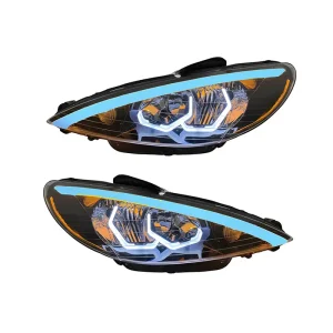 چراغ جلو اسپرت پژو 206 طرح BMW ابرو سه بعدی (مات) - رنگ مات قرمز