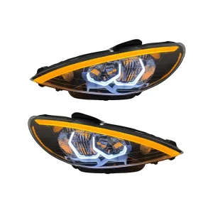 چراغ جلو اسپرت پژو 206 طرح BMW ابرو سه بعدی (مات) طلایی مات