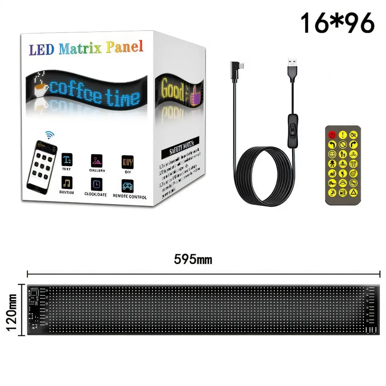 نمایشگر پنل LED ماتریکس منعطف برای خوردو - ابعاد سایز بزرگ 590*120 میلی‌متر یدکی دات کام